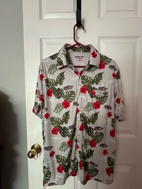Yamaha | Skeeter | 75th Anniversary Hawaiian Shirt with Red and Green Print